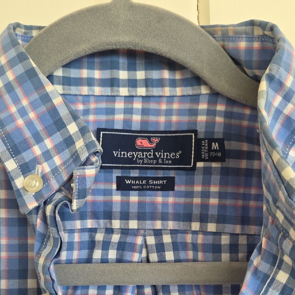 Vineyard Vines Light Blue and Pink Plaid Shirt